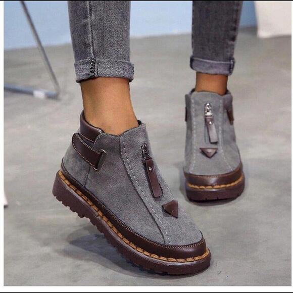 Women's Boots Casual Loafers Chelsea AnkleEnglish Style Round Toe Flats - Picture 1 of 6